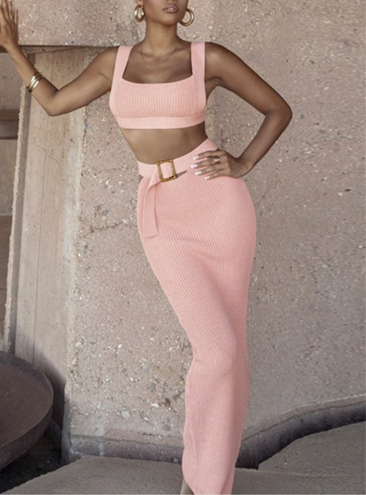 Dreaming Two Piece Cropped Top Skirt Set