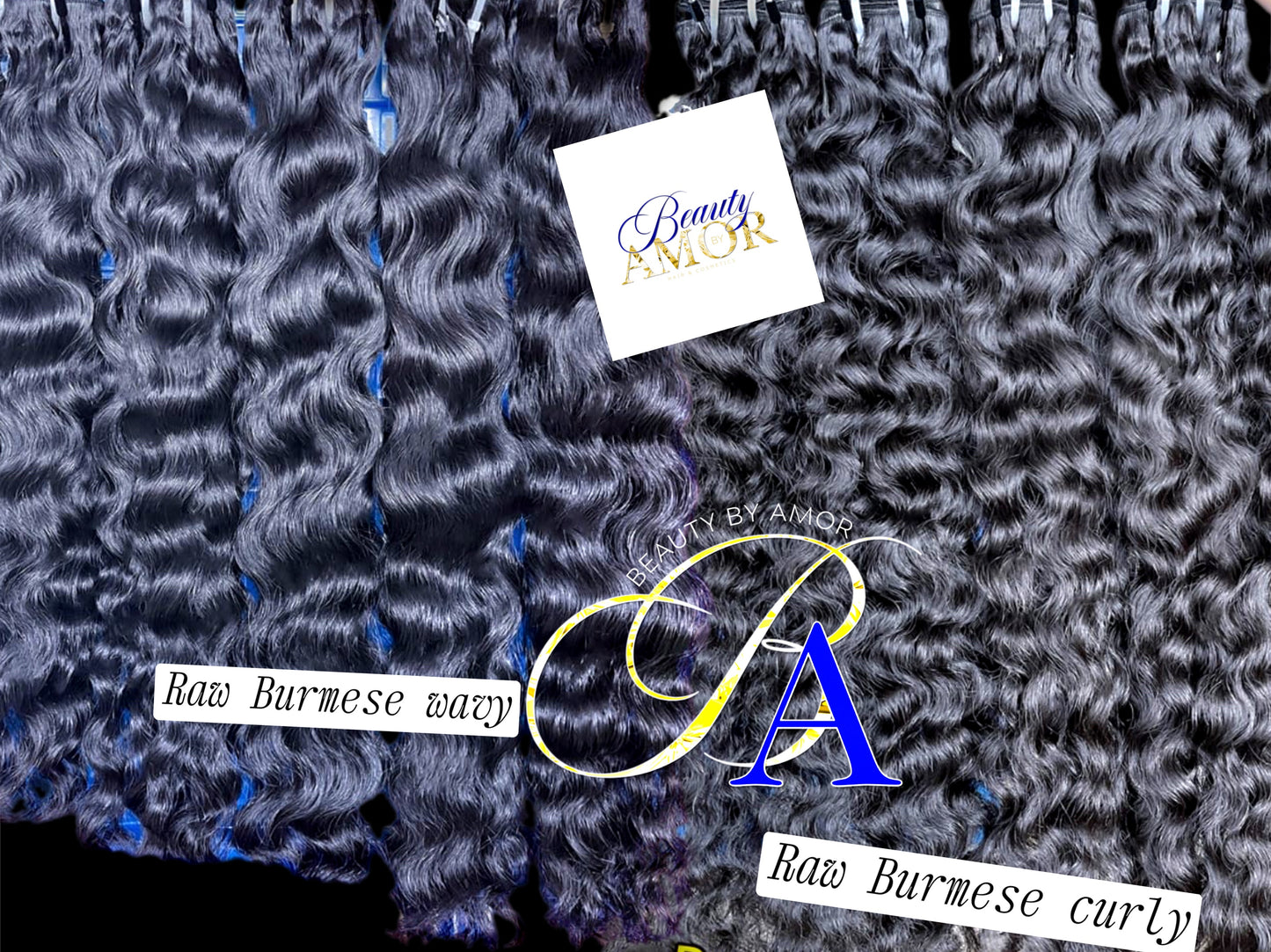 Raw Burmese Wavy/Curly bundles