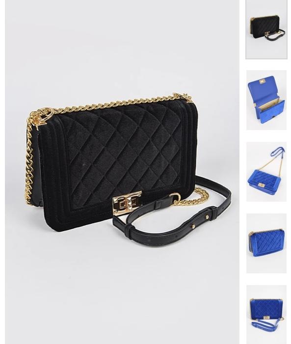 Date night velvet shoulder bag (Blue)