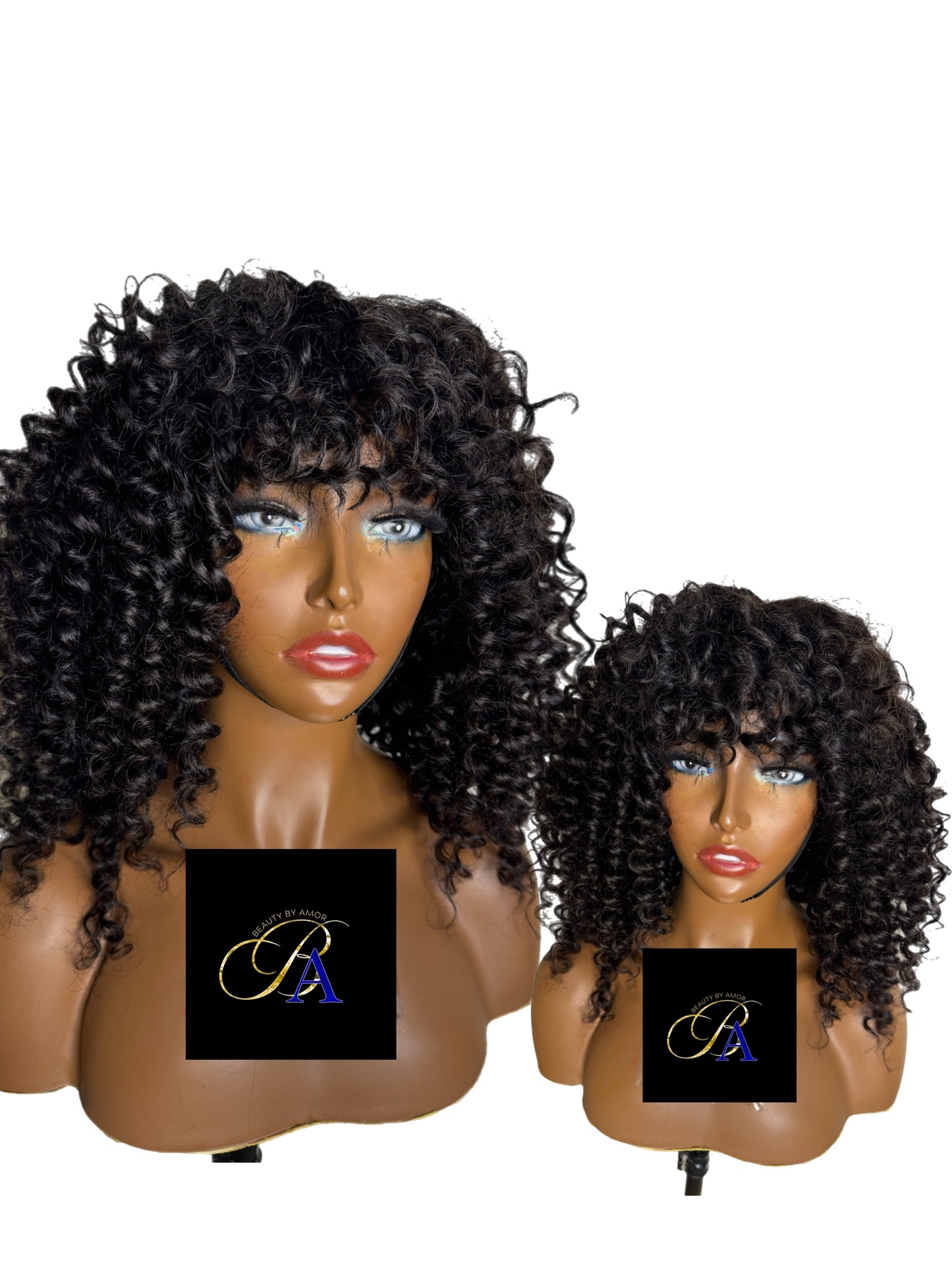 Glueless Curly bang wig