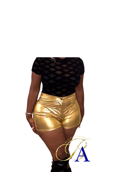 Recognize Her Gold Shorts