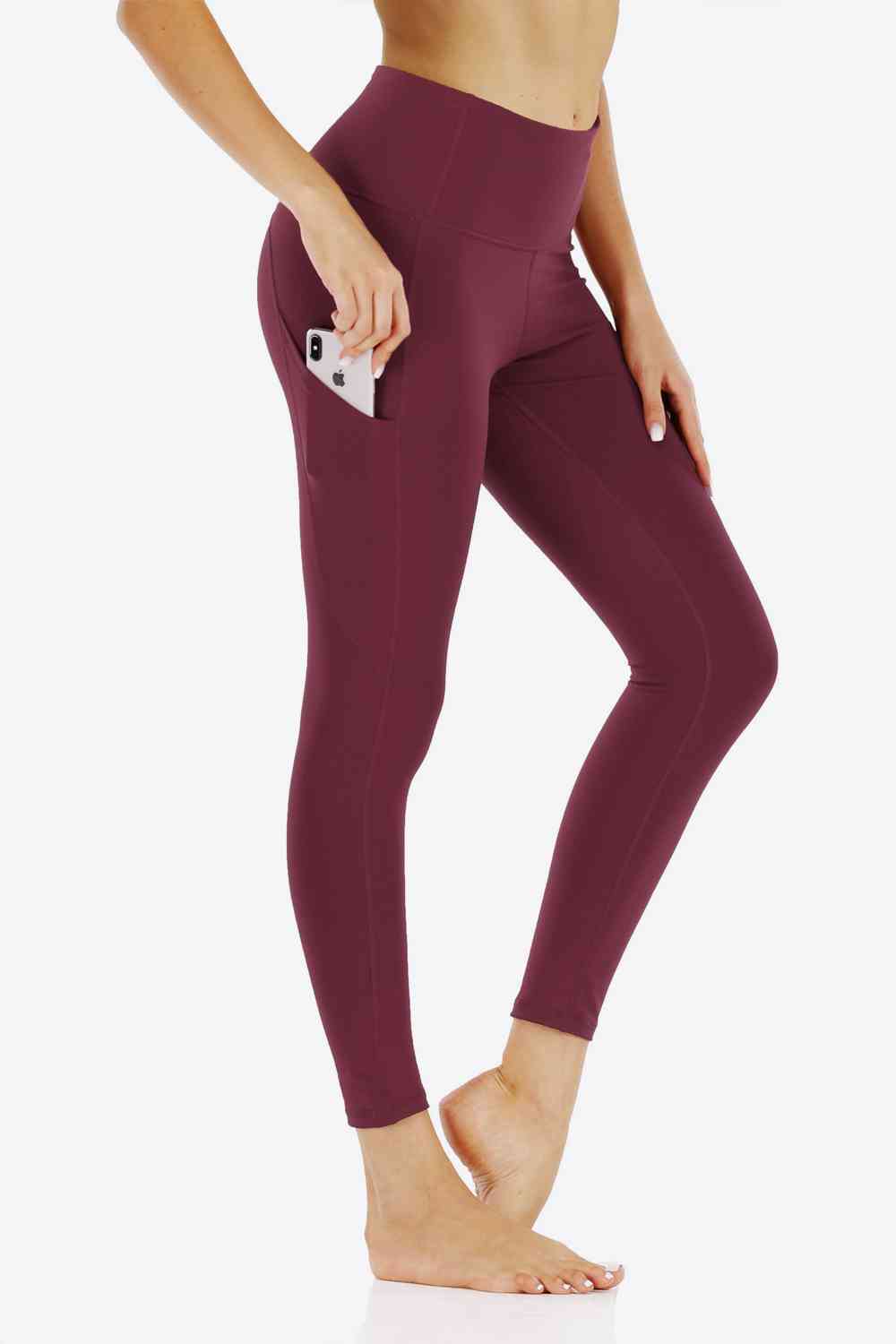 Wide Waistband Sports Leggings with Side Pockets