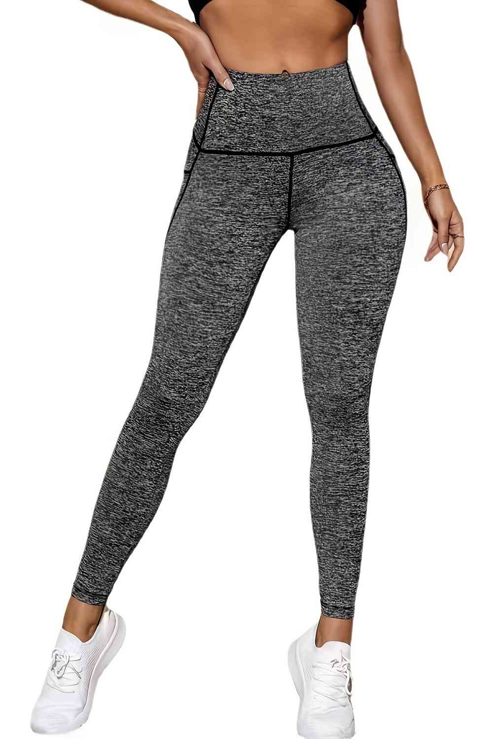 Wide Waistband Sports Leggings with Side Pockets