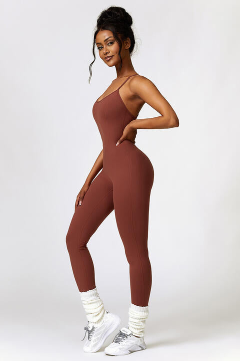 Open Back Spaghetti Strap Sports Jumpsuit