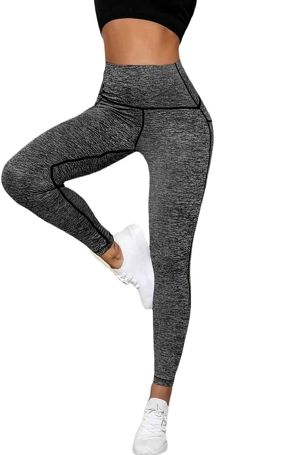 Wide Waistband Sports Leggings with Side Pockets