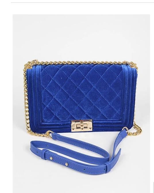 Date night velvet shoulder bag (Blue)