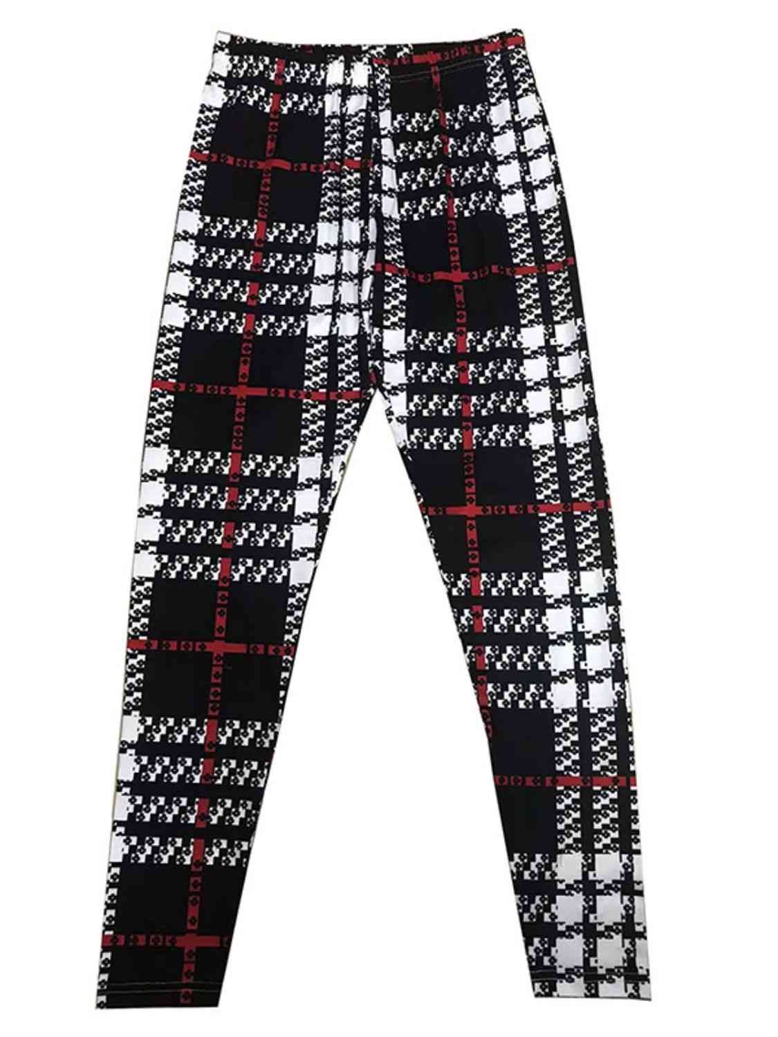 Plaid High Waist Pants with Pockets